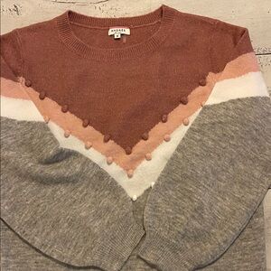 Andree Women's Sweater with Pink, White, and Gray Chevron Design